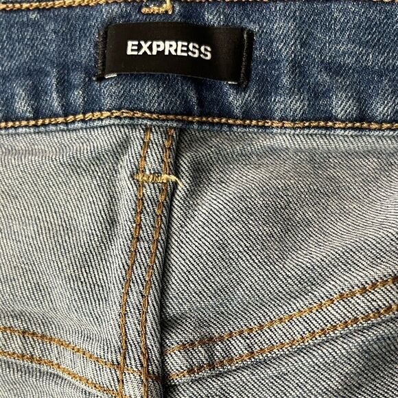 Express Jeans Women 18 R Modern Straight Leg Super High Rise‎ Medium Wash Denim - Picture 4 of 7